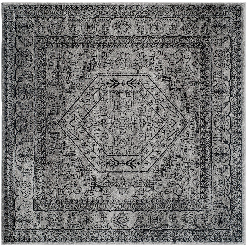 10'x10' Aldwin Area Rug Silver/Black - Safavieh