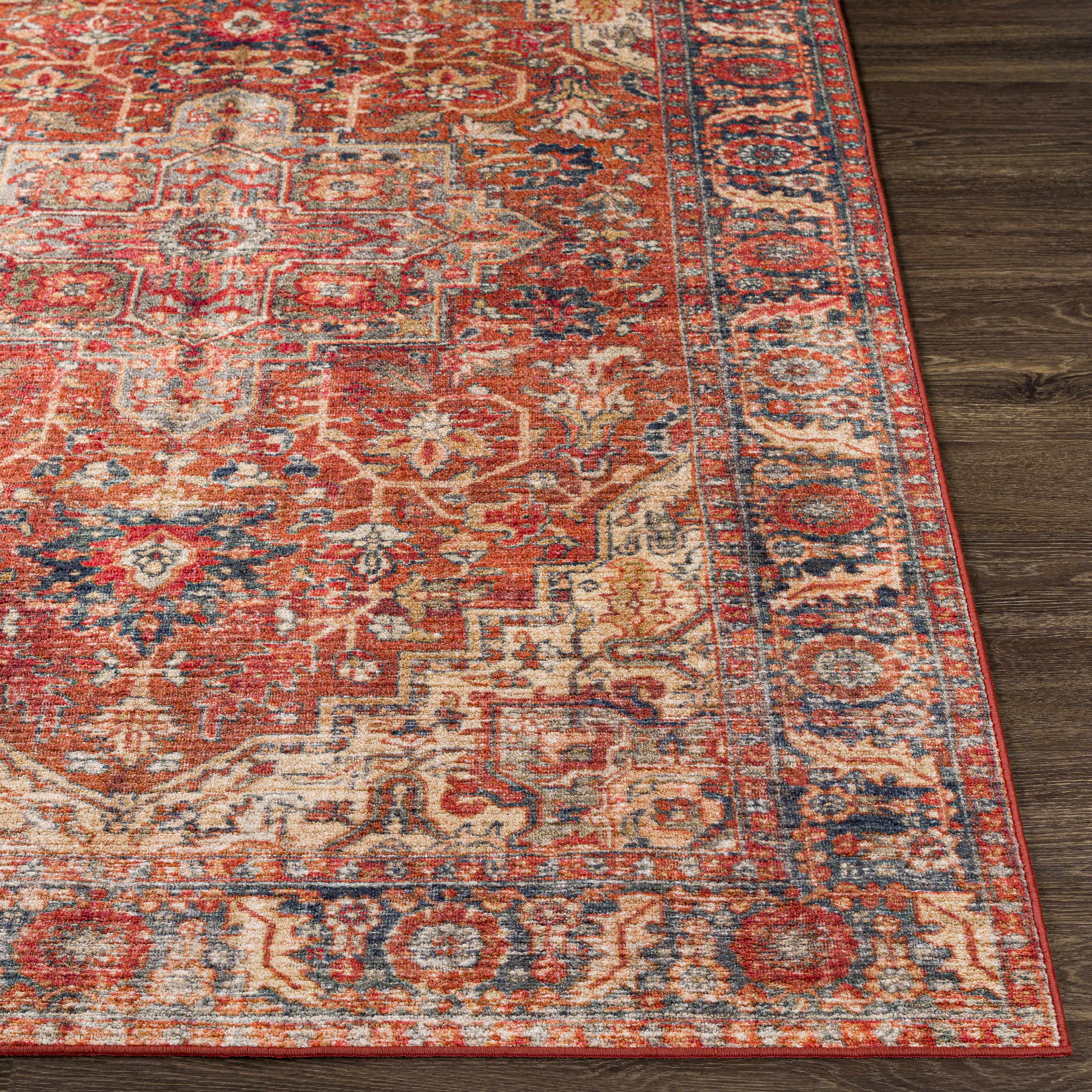 Bail 4'3in x 5'11in Traditional Updated Traditional Farmhouse Washable Area Rug - Hauteloom