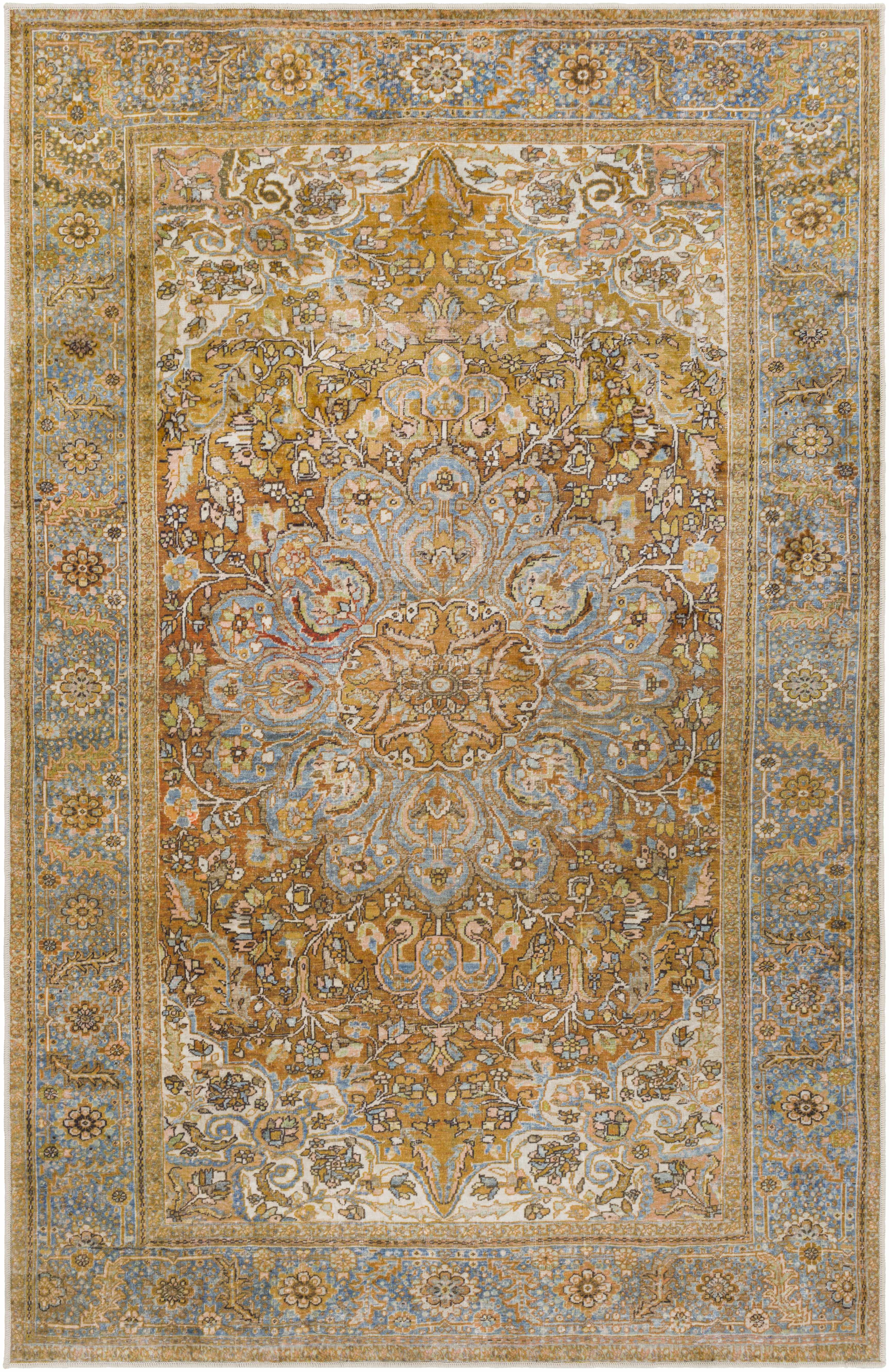 Bonbon 5' x 7'6in Traditional Updated Traditional Farmhouse Washable Area Rug - Hauteloom