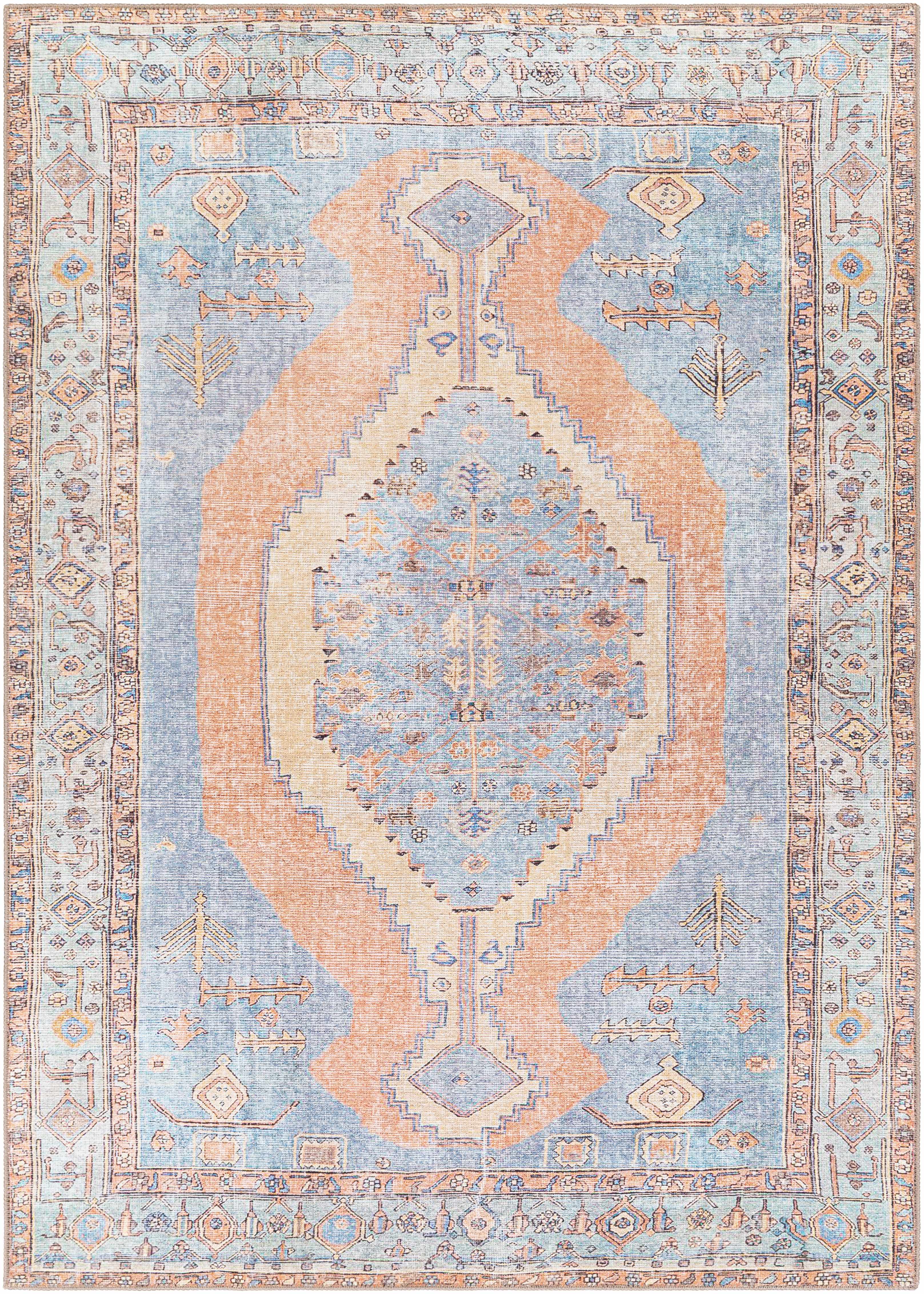 Bovey 5'3in x 7'3in Traditional Washable Area Rug - Hauteloom