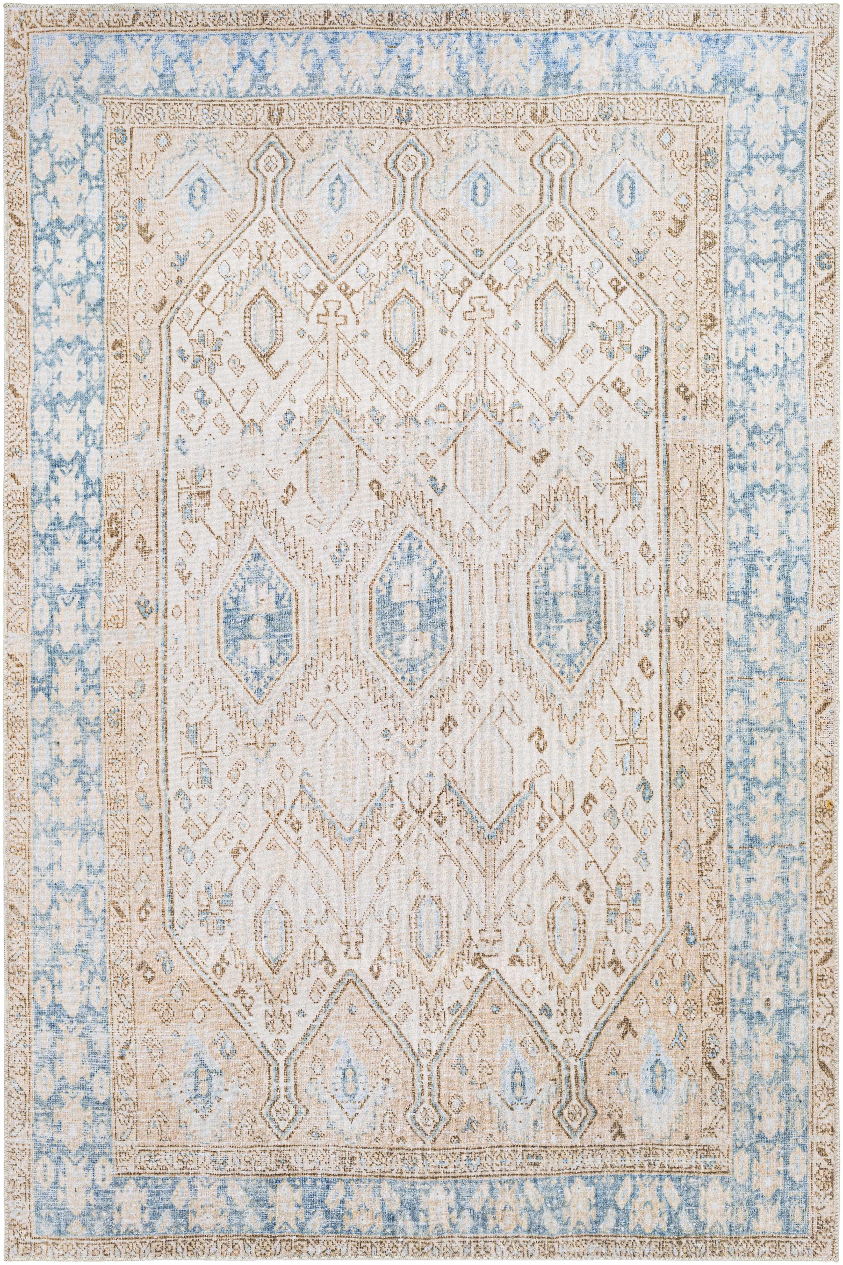 Buayan 5' x 7'6in Updated Traditional Farmhouse Washable Area Rug - Hauteloom