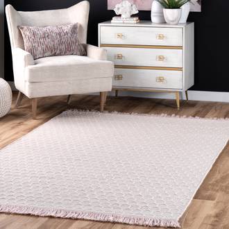 Baby Pink Asteria Hive Fringed rug