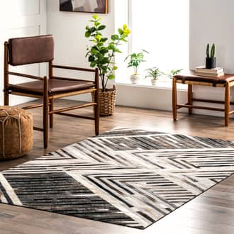 Gray Mandovi Palmer Leather Chevron rug