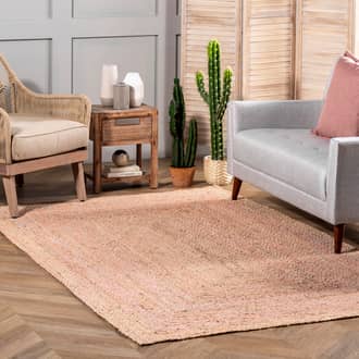 Beige Boardwalk Hand Braided Denim And Jute Interwoven Solid rug