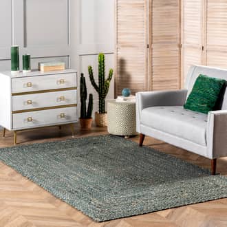 Green Boardwalk Hand Braided Denim And Jute Interwoven Solid rug