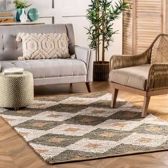 Olive Boardwalk Hand Braided Denim And Jute Striped Diamonds rug