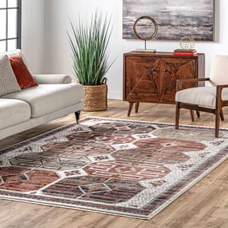 Beige Meadows Oriental Emblematic Fringed rug - Transitional Rectangle 2' x 3' 7in