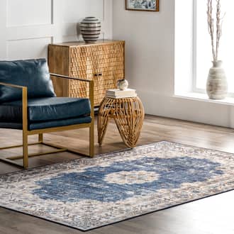 Blue Rain Haven Rosette Medallion Washable rug