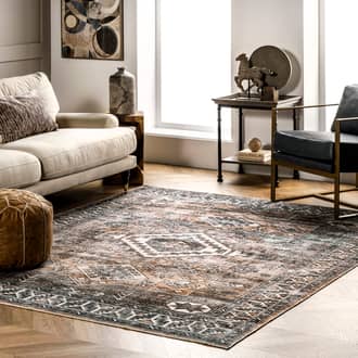 Rust Rain Haven Faded Geometric Washable rug