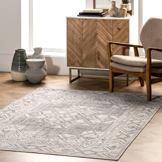 Light Gray Rain Haven Medallion Washable rug