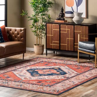 Rust Rain Haven Tribal Medallion Washable rug