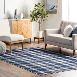 Blue Rain Haven Brittany Tartan Plaid Washable rug