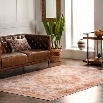 Peach Rain Haven Mara Medallion Washable rug