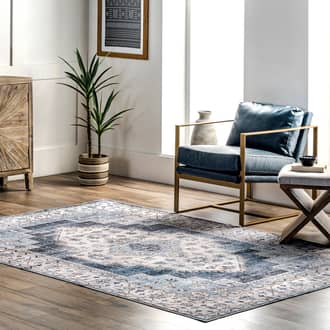 Navy Rain Haven Maria Oasis Medallion Washable rug