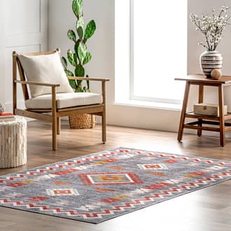 Gray Rain Haven Nancy Southwestern Diamond Washable rug