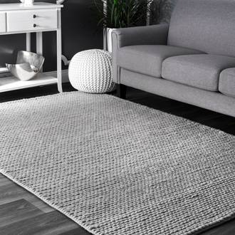 Light Gray Textures Veronica Wool Braided rug