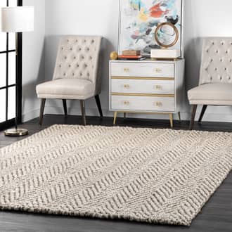 Off White Kiwa Handwoven Jute Jagged Chevron rug