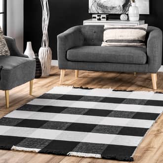 Black Parkland Fringed Plaid rug