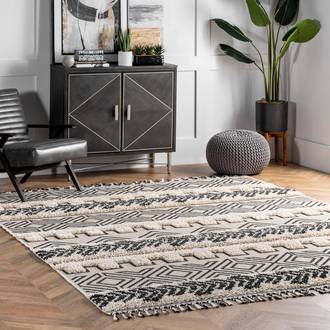 Light Gray Bushwell Banded Shag rug