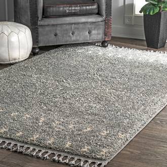 Silver Temara Moroccan Tasseled rug