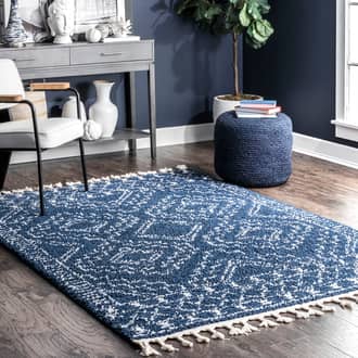 Blue Temara Moroccan Tasseled rug