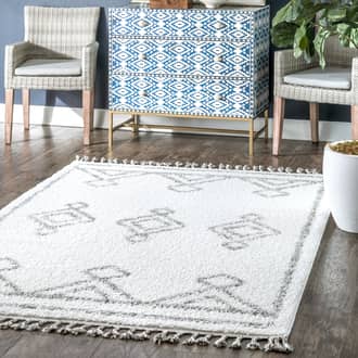 White Temara Moroccan Diamond Drop Tassel rug - Moroccan Rectangle 10' x 14'