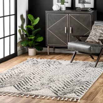 Off White Temara Moroccan Chevron Tassel rug