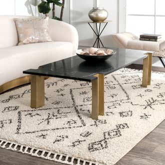 Off White Temara Abstract Tasseled rug