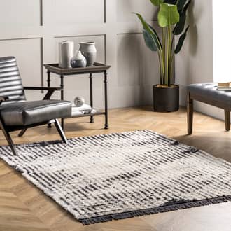 Gray Airydale Faded Stripes Fringed rug