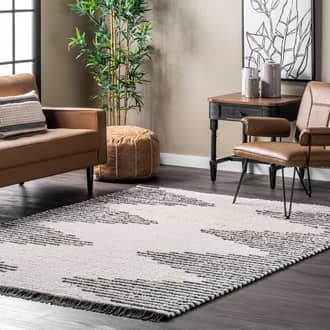 Beige Airydale Diamond Pinstripes Tasseled rug