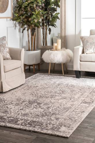 Beige Aerial Garnished Medallion rug