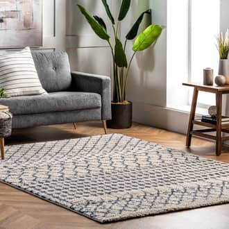 Beige Pickette Moroccan Trellis Soft Shag rug