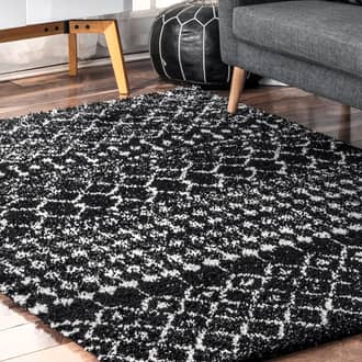 Black Pickette Moroccan Trellis Soft Shag rug