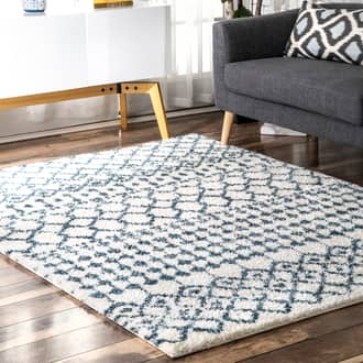 Blue Pickette Moroccan Trellis Soft Shag rug