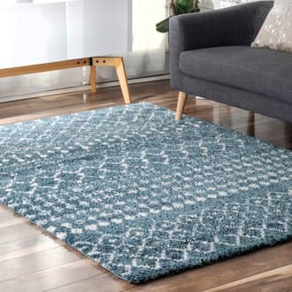 Light Blue Pickette Moroccan Trellis Soft Shag rug