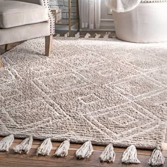 Tan Vega Moroccan Diamond Tassel rug