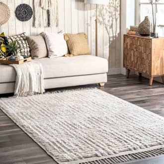 Beige Arvin Olano x Crissy Crosshatch Shag rug - Casuals Rectangle 7' 6in x 9' 6in