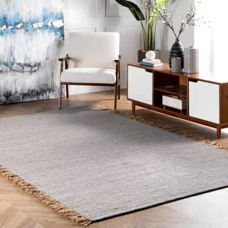 Gray Arenite Flatweave Solid Tassel rug