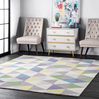 Green Homespun Dimensional Triangles rug