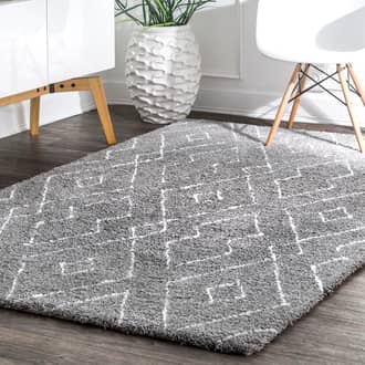 Gray Snowpeak Double Diamond Lattice Shag rug