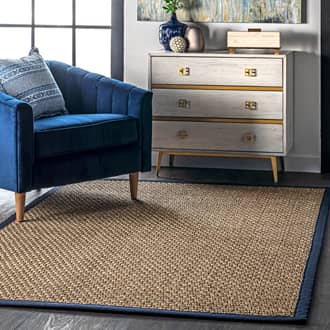 Navy Maui Checker Weave Seagrass rug