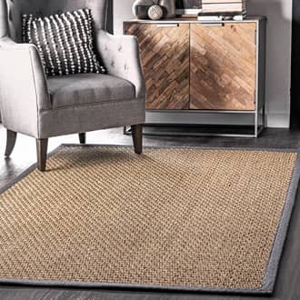 Dark Gray Maui Checker Weave Seagrass rug