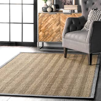 Dark Gray Maui Seagrass Herringbone rug