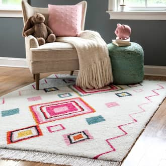 Pink Multi Astra Diamond Shaggy rug