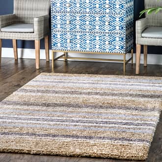 Denim Keno Striped Shaggy rug