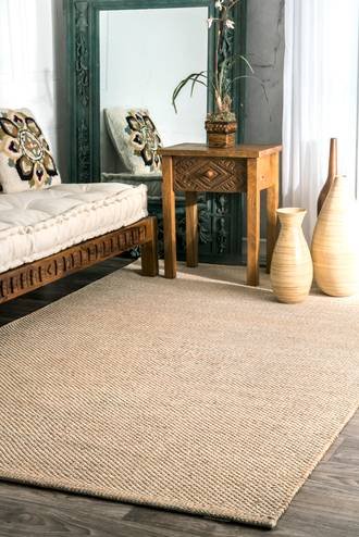 Beige Responsibly Handcrafted Cotton Solid Flatweave rug