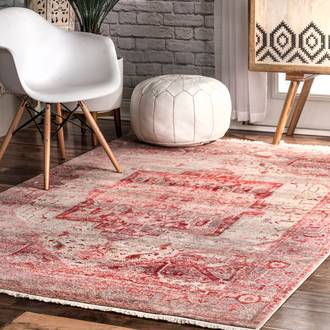 Red Edessa Fringed Medallion rug