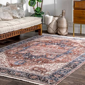 Blue Edessa Fringed Medallion rug