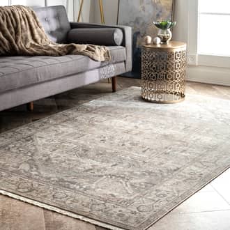 Silver Edessa Fringed Medallion rug