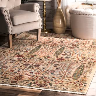 Olive Hectoria Floral Fringed rug